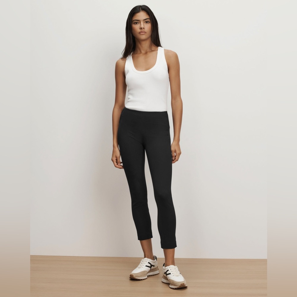 Veronica Beard Scuba Slim-Fit Black High-Rise Cropped Pants